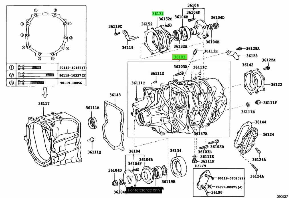 H55F 38mm Transfer Case with Output Shaft Bearing Retainer